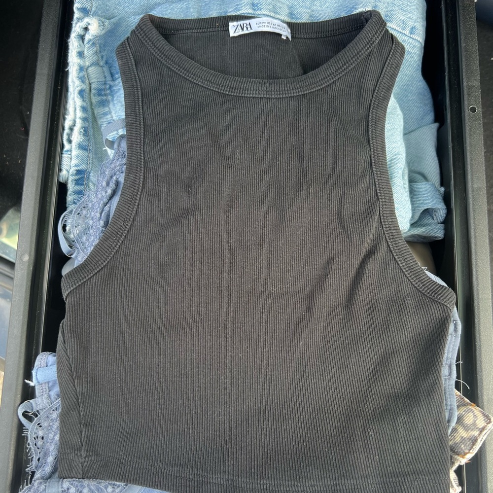Zara Black Ribbed Tank Top